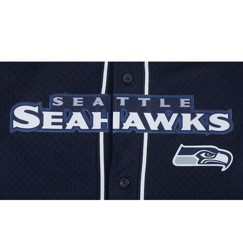 NFL SEATTLE SEAHAWKS CLASSIC BIG BOY'S MESH BUTTON DOWN SHIRT (MIDNIGHT NAVY) - Image 7