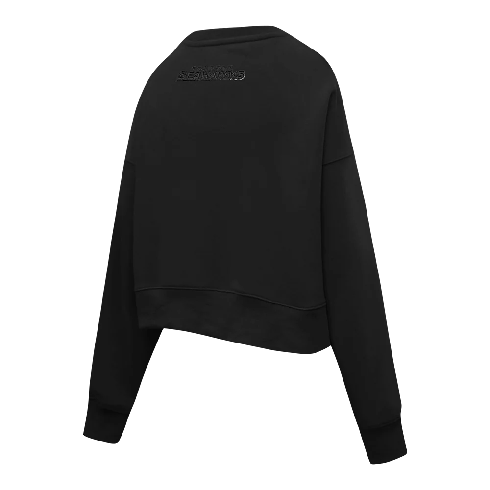 NFL SEATTLE SEAHAWKS TRIPLE BLACK WOMEN'S FLC CREWNECK (TRIPLE BLACK WOMEN'S) - Image 4