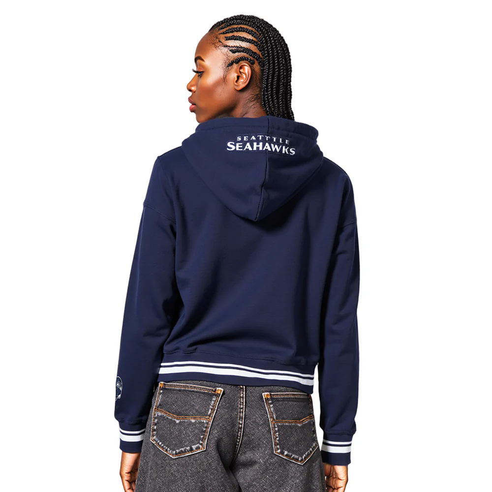 NFL SEATTLE SEAHAWKS MASHUP WOMEN'S RIB CROPPED PO HOODIE (MIDNIGHT NAVY) - Image 9