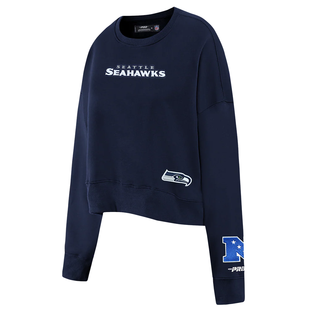 NFL SEATTLE SEAHAWKS WINGSPAN WOMEN'S FLC CREWNECK (MIDNIGHT NAVY) - Image 4