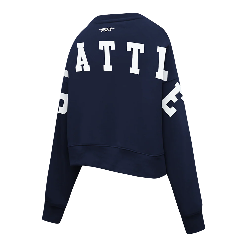 NFL SEATTLE SEAHAWKS WINGSPAN WOMEN'S FLC CREWNECK (MIDNIGHT NAVY) - Image 6