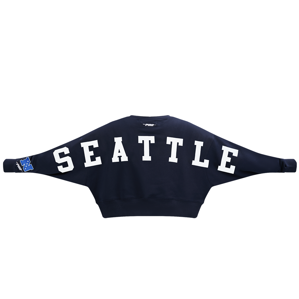 NFL SEATTLE SEAHAWKS WINGSPAN WOMEN'S FLC CREWNECK (MIDNIGHT NAVY) - Image 7
