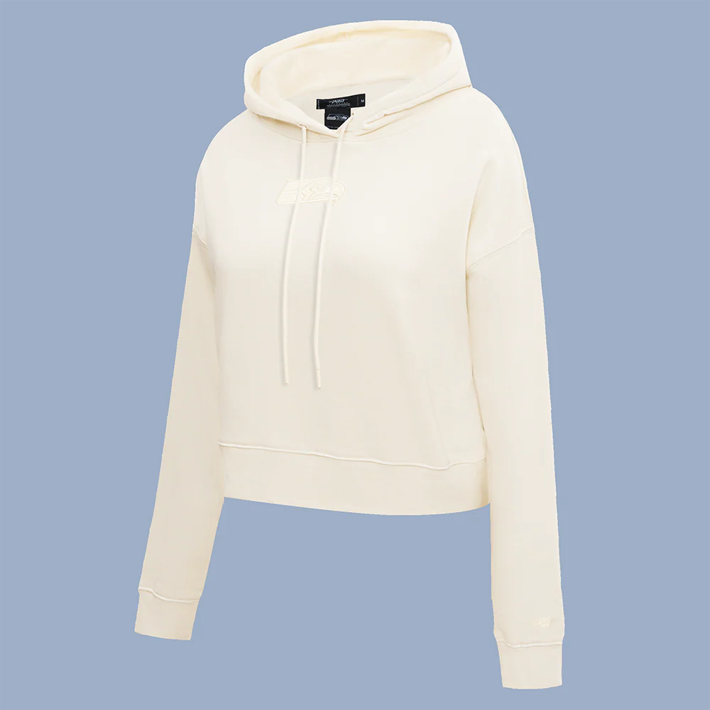 NFL SEATTLE SEAHAWKS NEUTRAL WOMEN'S CROPPED PULLOVER HOODIE (EGGSHELL) - Image 2