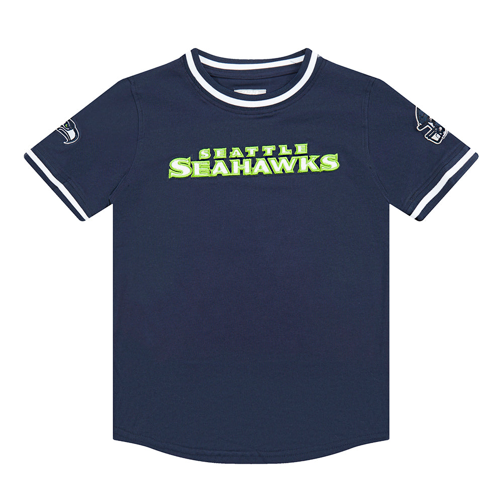 NFL SEATTLE SEAHAWKS CLASSIC LITTLE BOYS SHORT SLEEVE STRIPED RIB TEE (MIDNIGHT NAVY) - Image 3