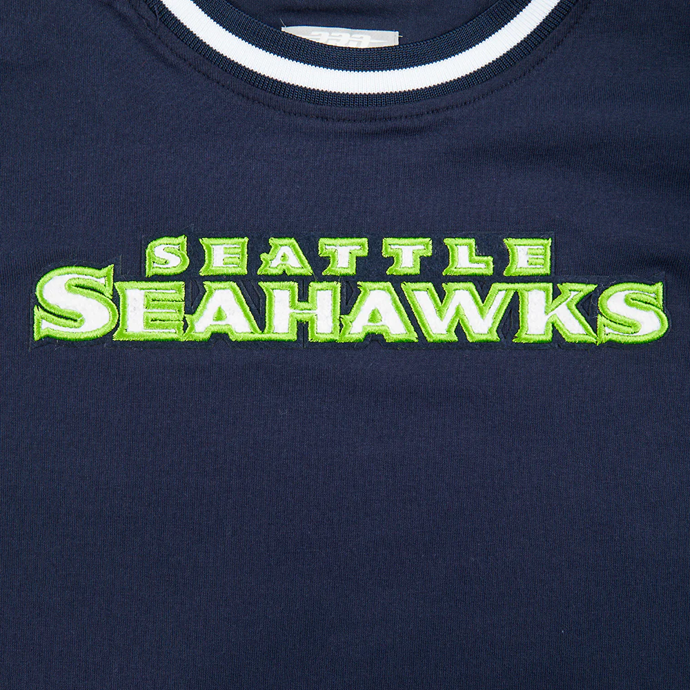 NFL SEATTLE SEAHAWKS CLASSIC LITTLE BOYS SHORT SLEEVE STRIPED RIB TEE (MIDNIGHT NAVY) - Image 7