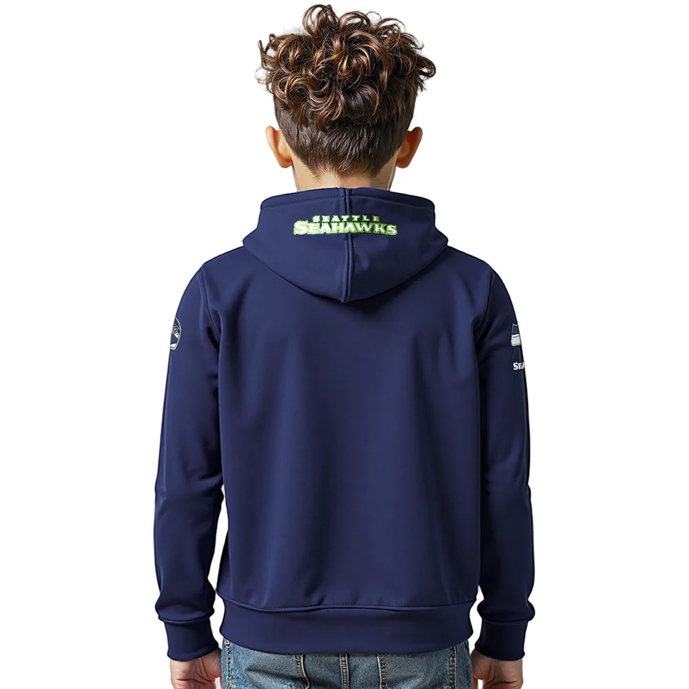 NFL SEATTLE SEAHAWKS CLASSIC LITTLE BOYS FLEECE PULLOVER HOODIE (MIDNIGHT NAVY) - Image 2