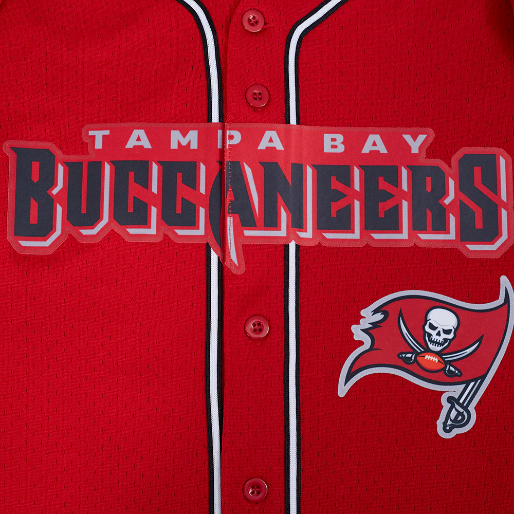 NFL TAMPA BAY BUCCANEERS MESH MEN'S  BUTTON UP SHIRT (RED/BLACK) - Image 5