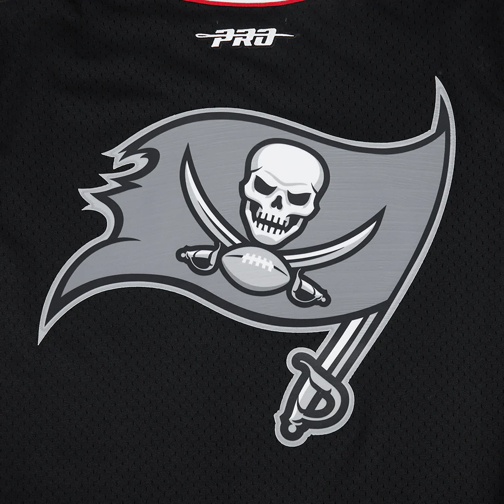NFL TAMPA BAY BUCCANEERS BAKER MAYFIELD #6 CLASSIC MESH PNN MEN'S MESH BUTTON DOWN SHIRT (BLACK/RED) - Image 6