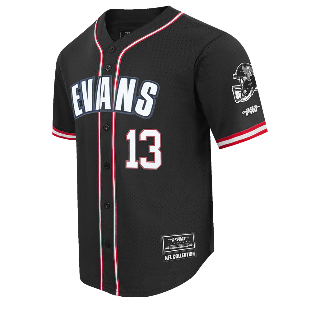 NFL TAMPA BAY BUCCANEERS MIKE EVANS #13 CLASSIC MESH PNN MEN'S MESH BUTTON DOWN SHIRT (BLACK/RED) - Image 3