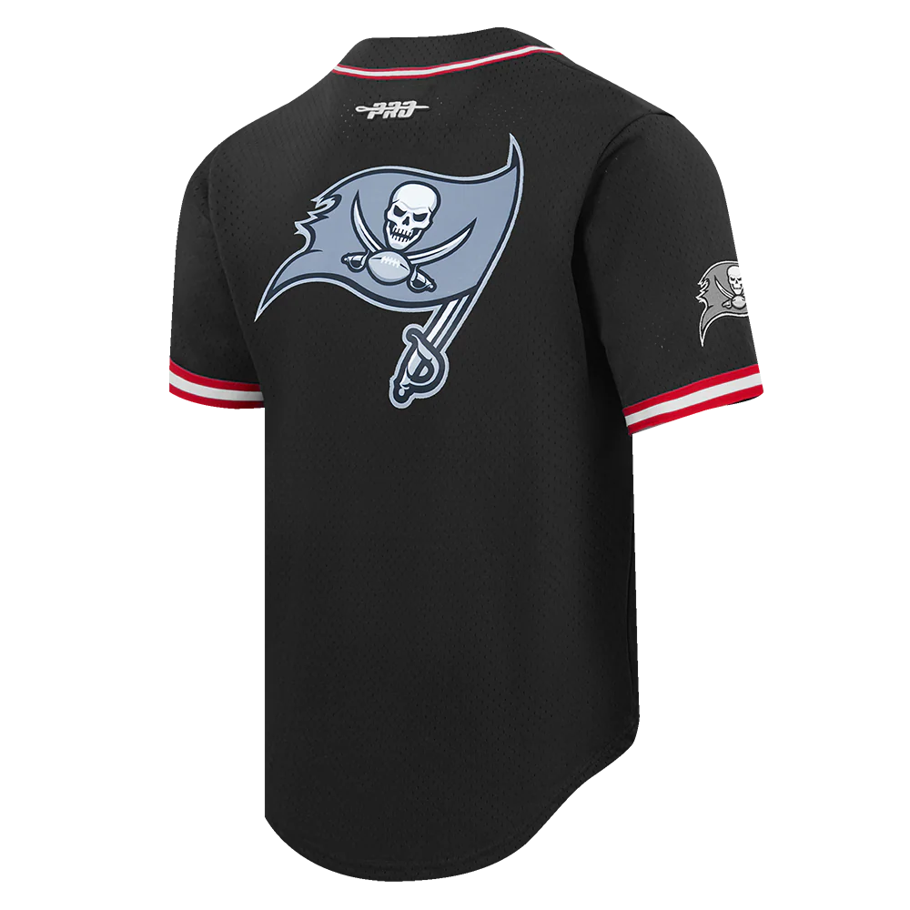 NFL TAMPA BAY BUCCANEERS MIKE EVANS #13 CLASSIC MESH PNN MEN'S MESH BUTTON DOWN SHIRT (BLACK/RED) - Image 4