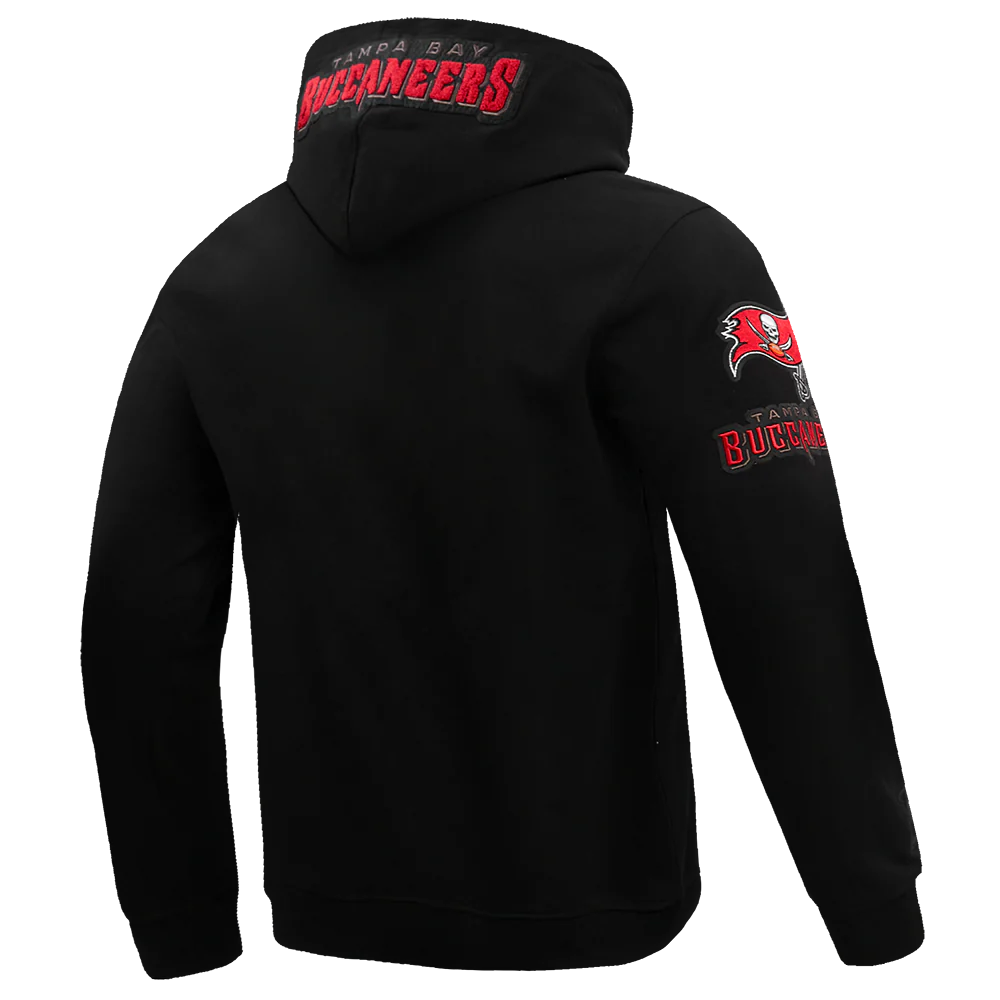 NFL TAMPA BAY BUCCANEERS CLASSIC CHENILLE MEN'S DOUBLE KNIT PULLOVER HOODIE (BLACK) - Image 4