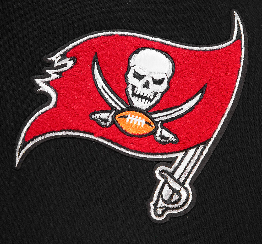 NFL TAMPA BAY BUCCANEERS CLASSIC CHENILLE MEN'S DOUBLE KNIT PULLOVER HOODIE (BLACK) - Image 5