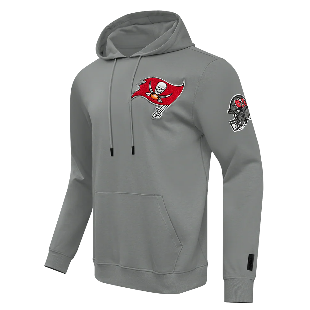 NFL TAMPA BAY BUCCANEERS CLASSIC CHENILLE MEN'S DOUBLE KNIT PULLOVER HOODIE (GRAY) - Image 2