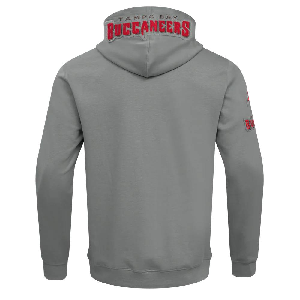 NFL TAMPA BAY BUCCANEERS CLASSIC CHENILLE MEN'S DOUBLE KNIT PULLOVER HOODIE (GRAY) - Image 3