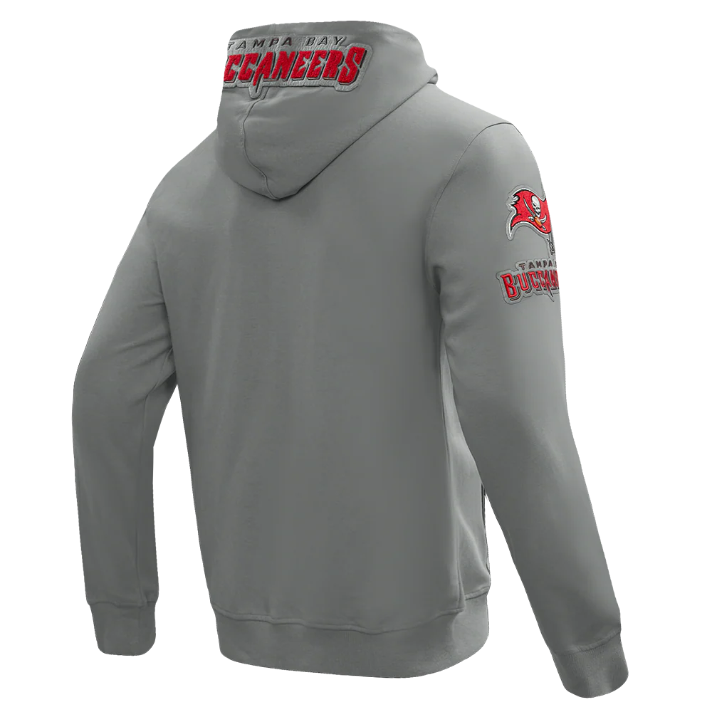 NFL TAMPA BAY BUCCANEERS CLASSIC CHENILLE MEN'S DOUBLE KNIT PULLOVER HOODIE (GRAY) - Image 4