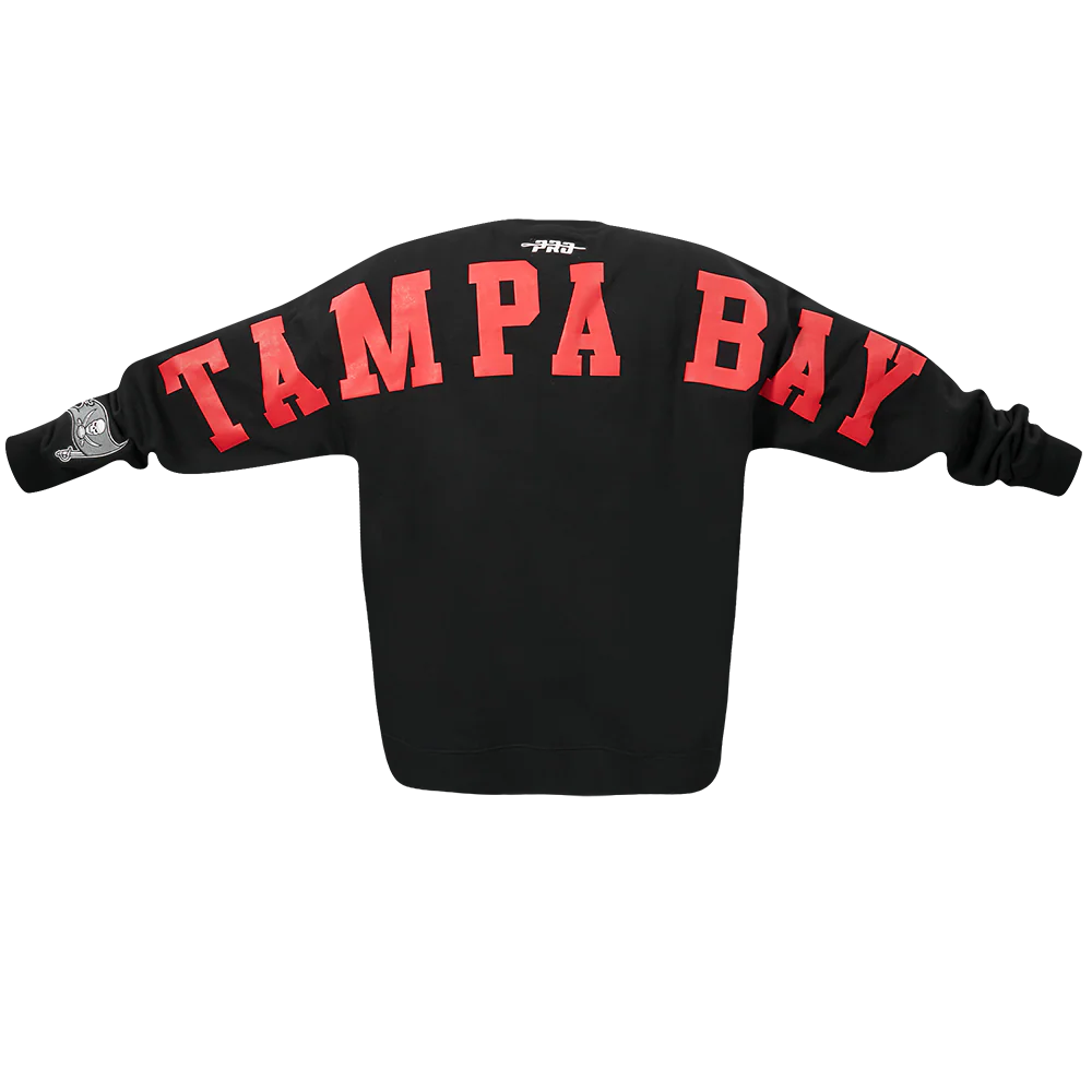 NFL TAMPA BAY BUCCANEERS WINGSPAN MEN'S DROP SHOULDER FLC CREWNECK (BLACK) - Image 7