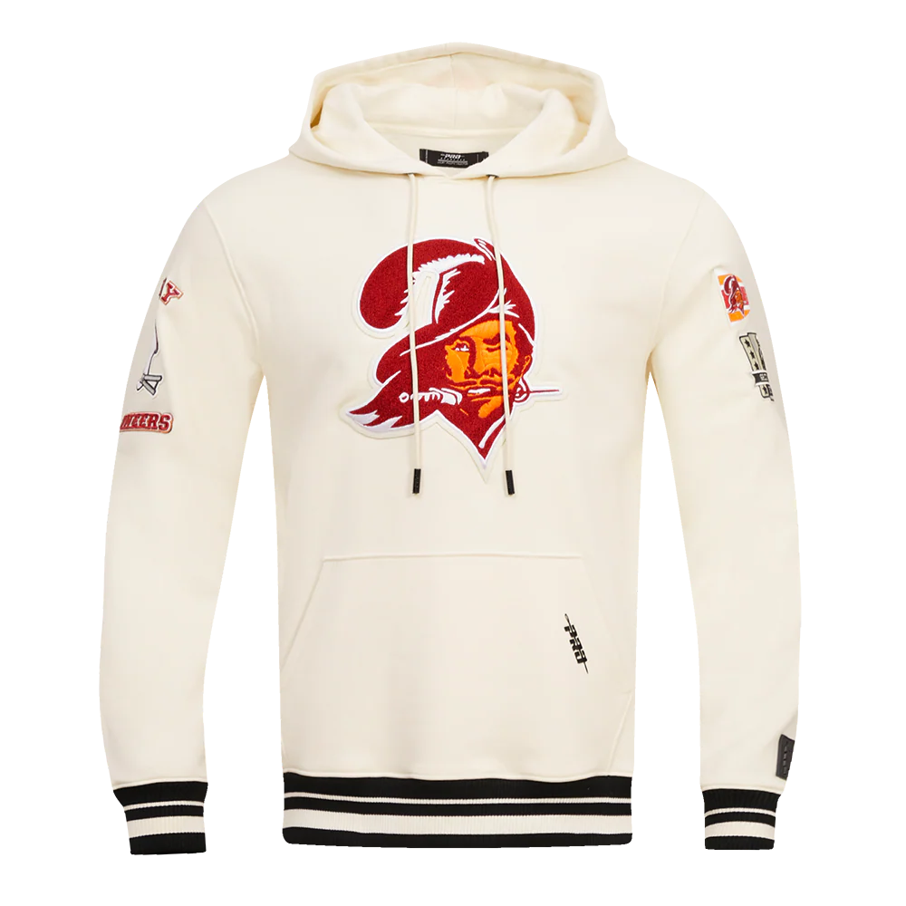 NFL TAMPA BAY BUCCANEERS RETRO CLASSIC MEN'S PULLOVER HOODIE (EGGSHELL/ BLACK)