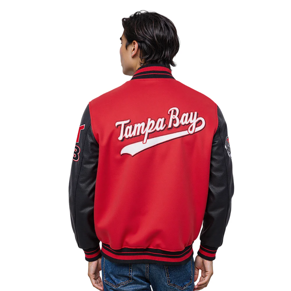 NFL TAMPA BAY BUCCANEERS SCRIPT TAIL MEN'S RIB WOOL VARSITY (RED/BLACK) - Image 2