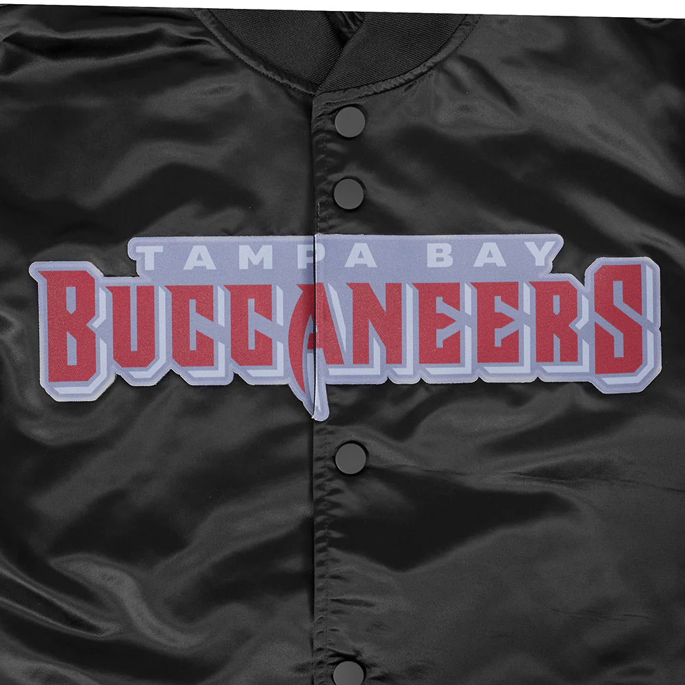 NFL TAMPA BAY BUCCANEERS BIG LOGO MEN'S SATIN JACKET (BLACK) - Image 10