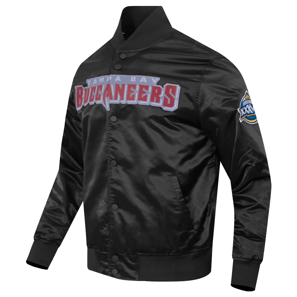 NFL TAMPA BAY BUCCANEERS BIG LOGO MEN'S SATIN JACKET (BLACK) - Image 4