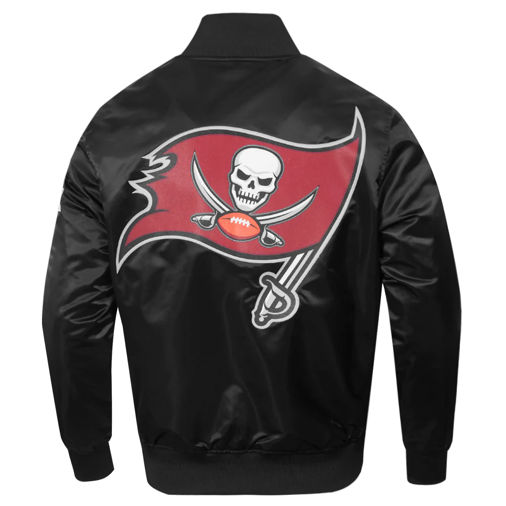 NFL TAMPA BAY BUCCANEERS BIG LOGO MEN'S SATIN JACKET (BLACK) - Image 5