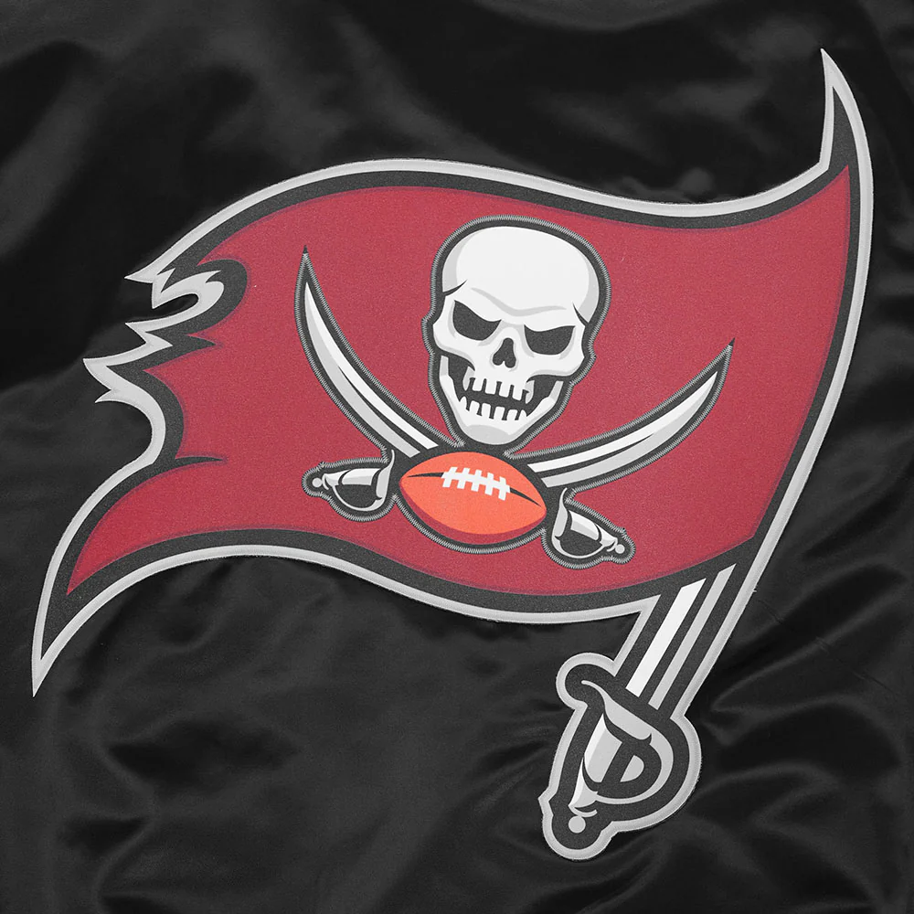 NFL TAMPA BAY BUCCANEERS BIG LOGO MEN'S SATIN JACKET (BLACK) - Image 7
