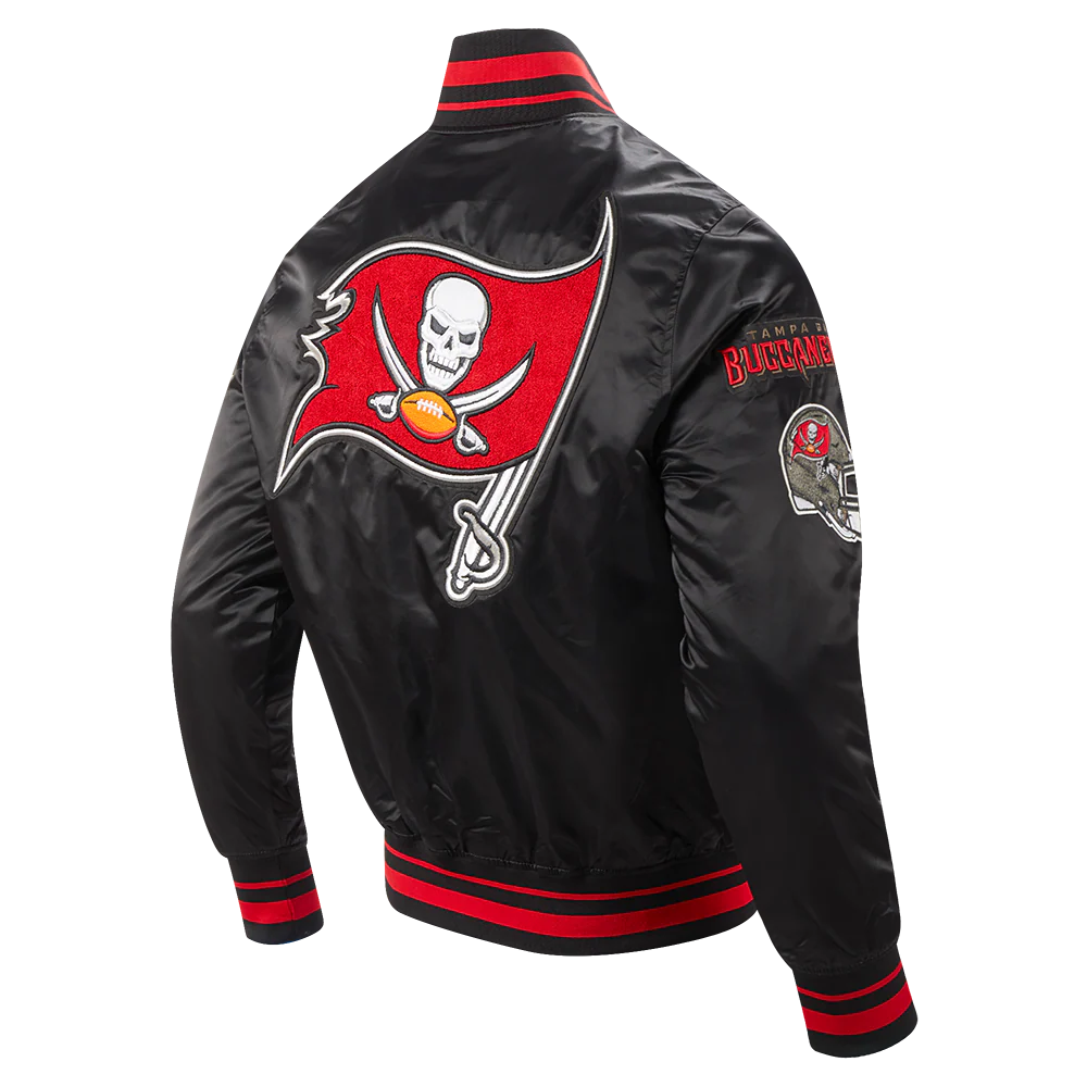 NFL TAMPA BAY BUCCANEERS MASHUP MEN'S RIB SATIN JACKET (BLACK/RED/BLACK) - Image 4