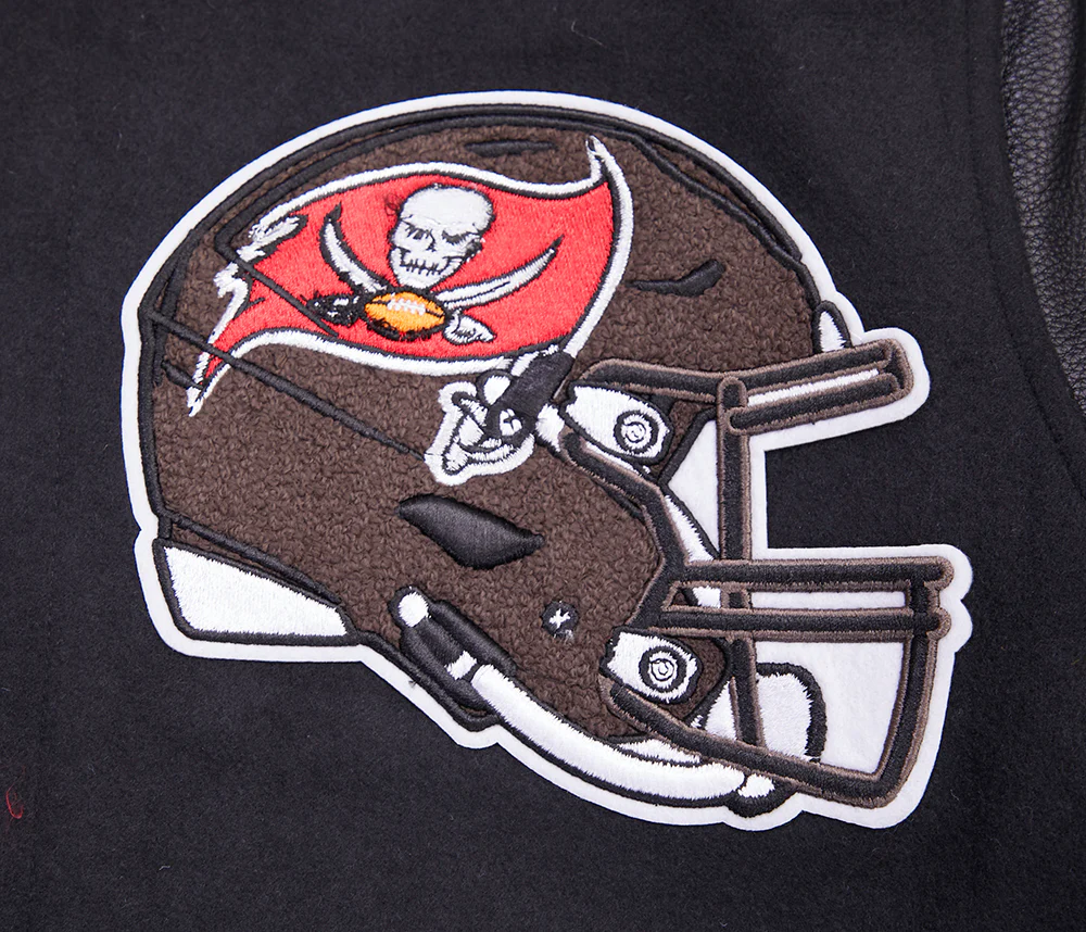 NFL TAMPA BAY BUCCANEERS MASHUP MEN'S RIB WOOL VARSITY JACKET (BLACK) - Image 8