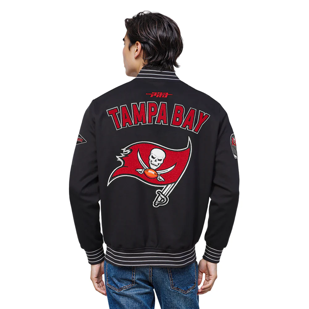 NFL TAMPA BAY BUCCANEERS PRO GAME DAY MEN'S DBL KNIT JACKET (BLACK/SILVER/WHITE) - Image 2