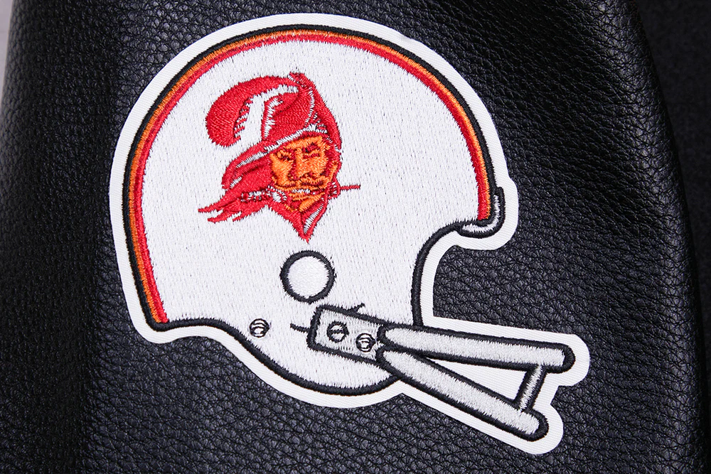 NFL TAMPA BAY BUCCANEERS RETRO CLASSIC MEN'S RIB WOOL VARSITY JACKET (BLACK) - Image 8