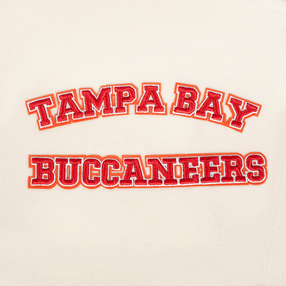 NFL TAMPA BAY BUCCANEERS RETRO CLASSIC MEN'S RIB WOOL VARSITY JACKET (EGGSHELL/ BLACK) - Image 10
