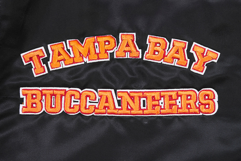 NFL TAMPA BAY BUCCANEERS RETRO CLASSIC MEN'S RIB SATIN JACKET (BLACK) - Image 6