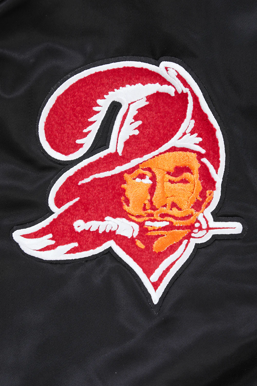 NFL TAMPA BAY BUCCANEERS RETRO CLASSIC MEN'S RIB SATIN JACKET (BLACK) - Image 7