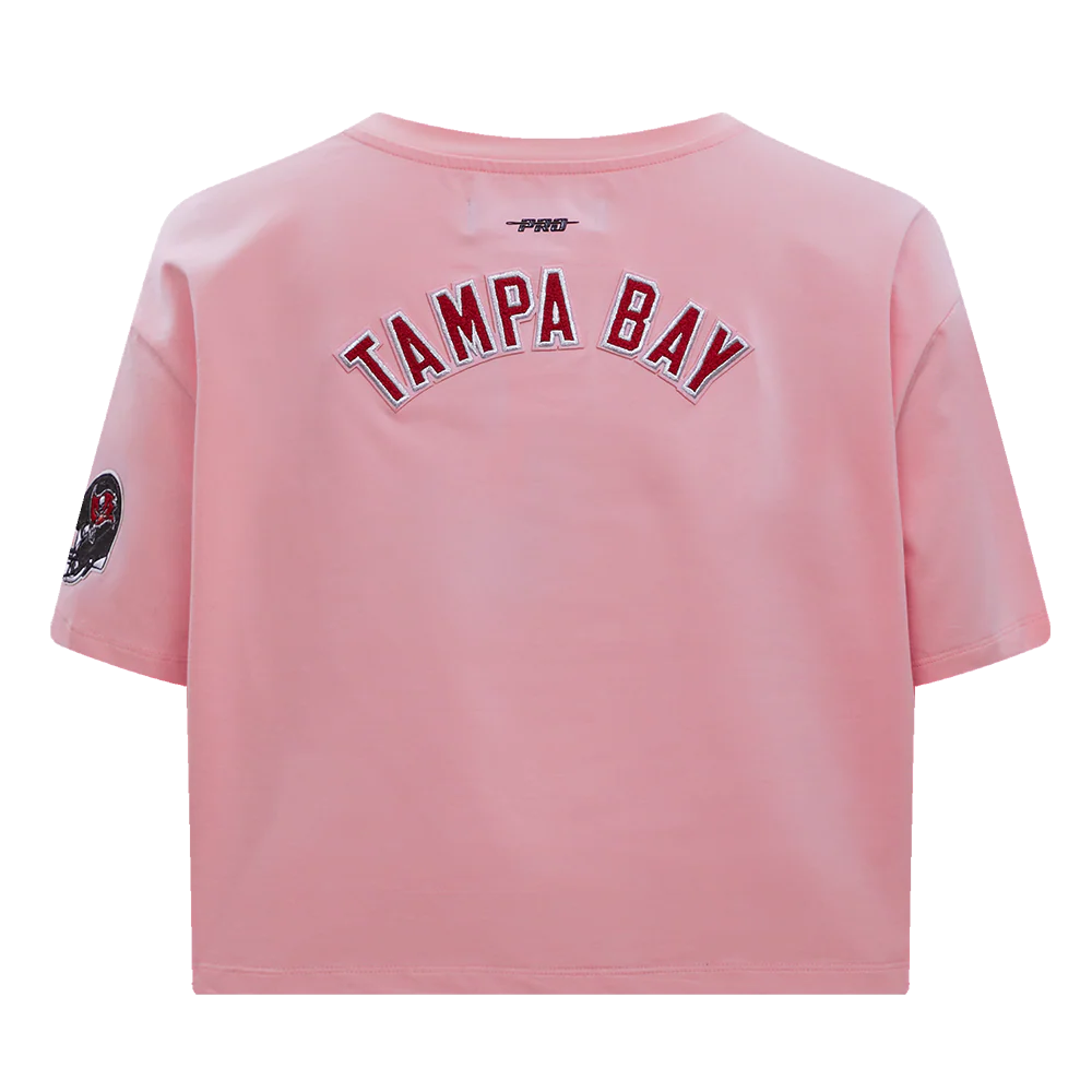 NFL TAMPA BAY BUCCANEERS CLASSIC WOMEN'S SINGLE JERSEY BOXY TEE (PINK) - Image 4