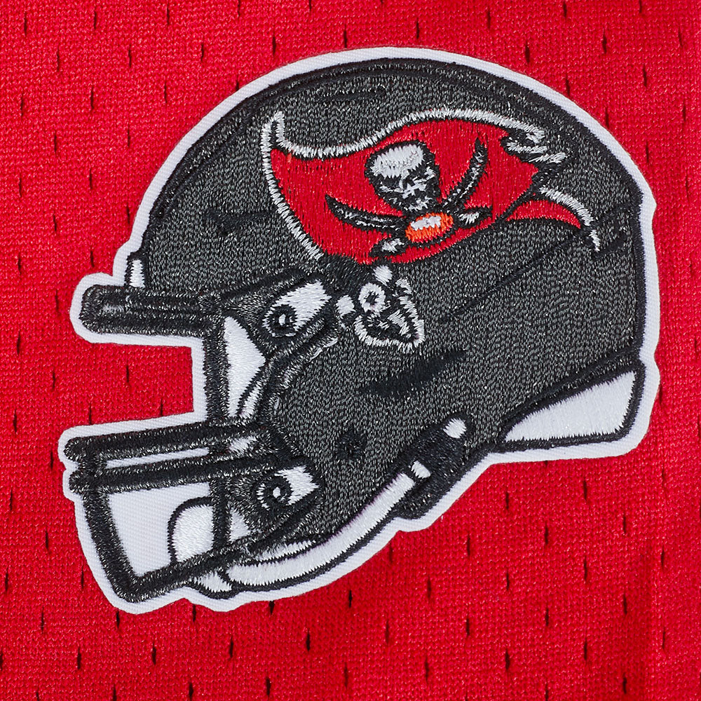 NFL TAMPA BAY BUCCANEERS CLASSIC BIG BOY'S MESH BUTTON DOWN SHIRT (RED/BLACK) - Image 9