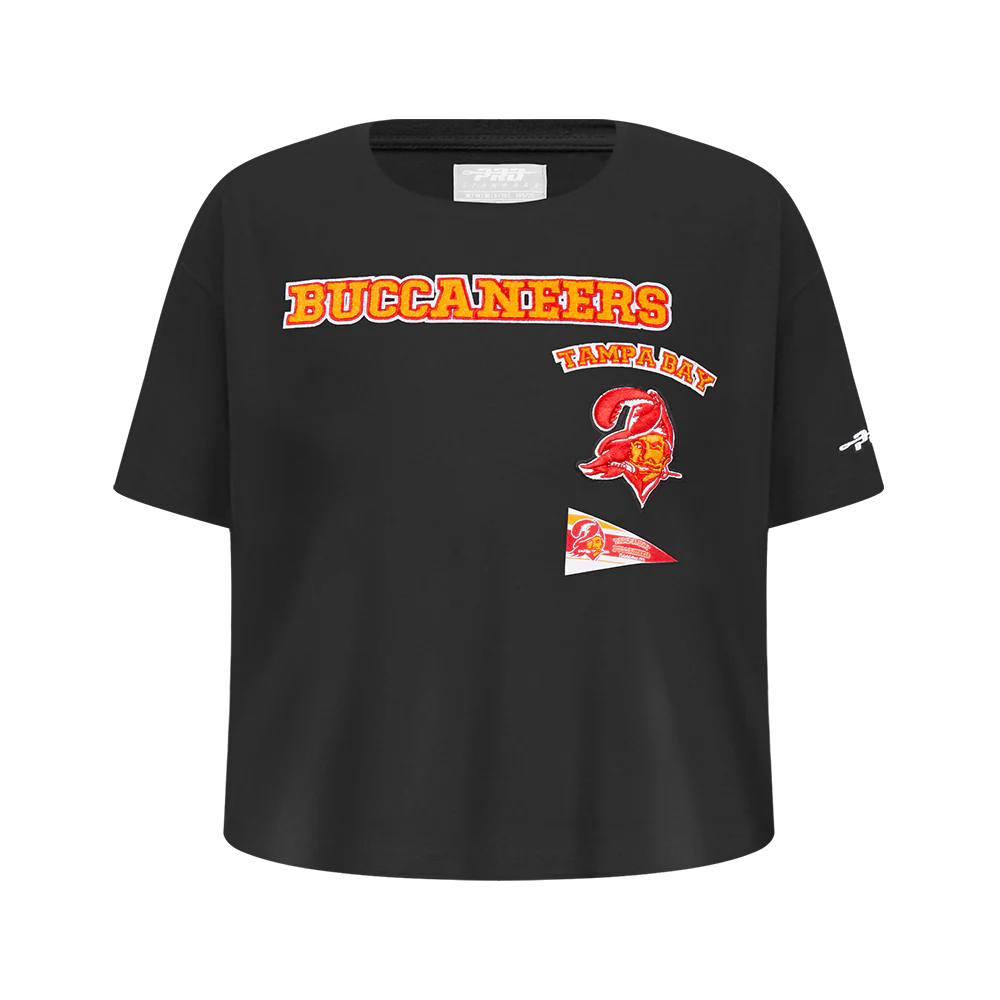 NFL TAMPA BAY BUCCANEERS RETRO CLASSIC BIG GIRLS SHORT SLEEVE BOXY TEE (BLACK)