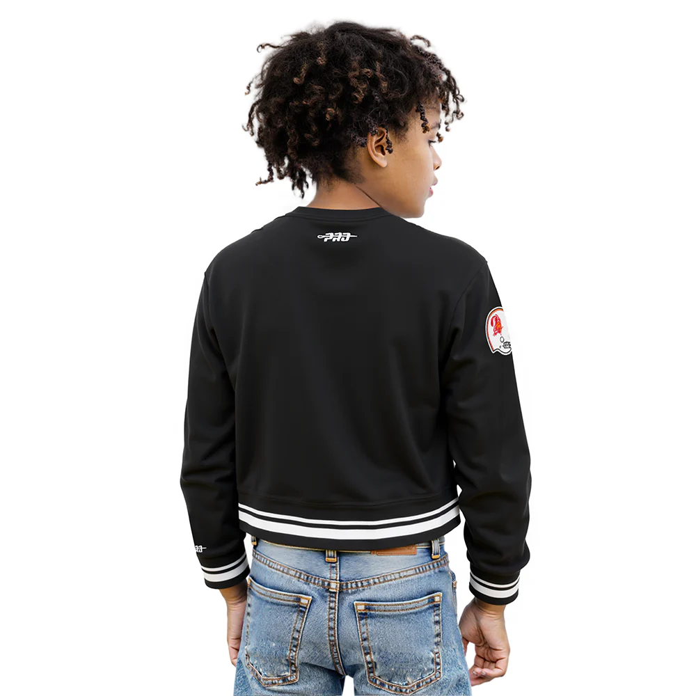 NFL TAMPA BAY BUCCANEERS RETRO CLASSIC BIG GIRLS RIB FLEECE CREWNECK (BLACK) - Image 2