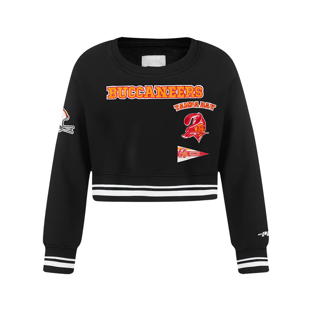 NFL TAMPA BAY BUCCANEERS RETRO CLASSIC BIG GIRLS RIB FLEECE CREWNECK (BLACK) - Image 3