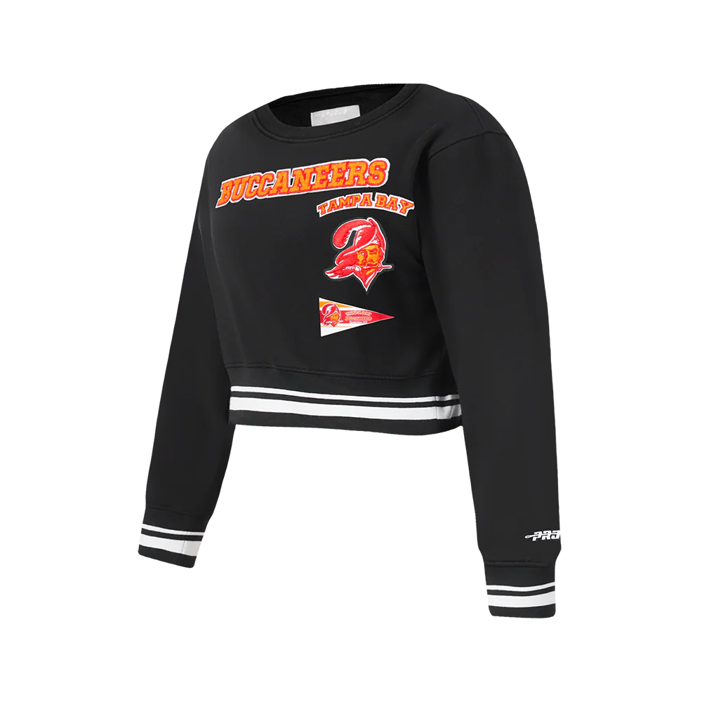 NFL TAMPA BAY BUCCANEERS RETRO CLASSIC BIG GIRLS RIB FLEECE CREWNECK (BLACK) - Image 4