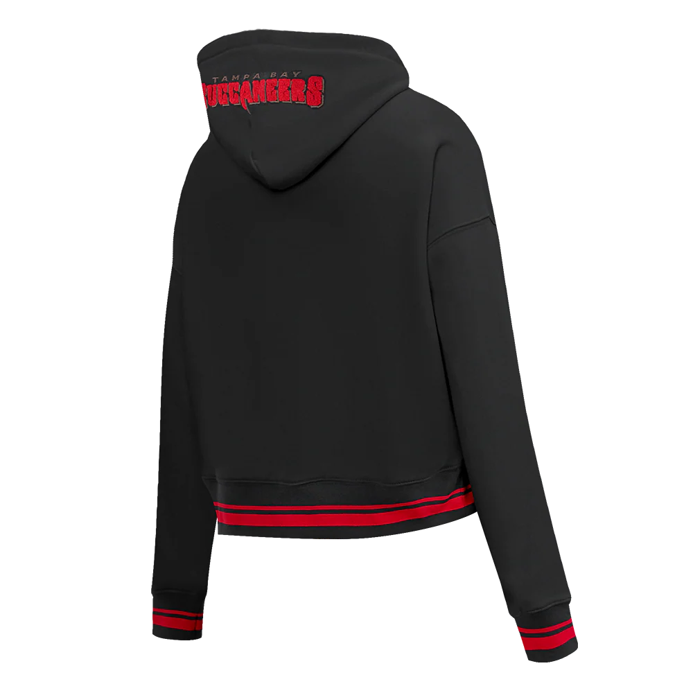 NFL TAMPA BAY BUCCANEERS MASHUP WOMEN'S RIB CROPPED PO HOODIE (BLACK/RED/BLACK) - Image 11