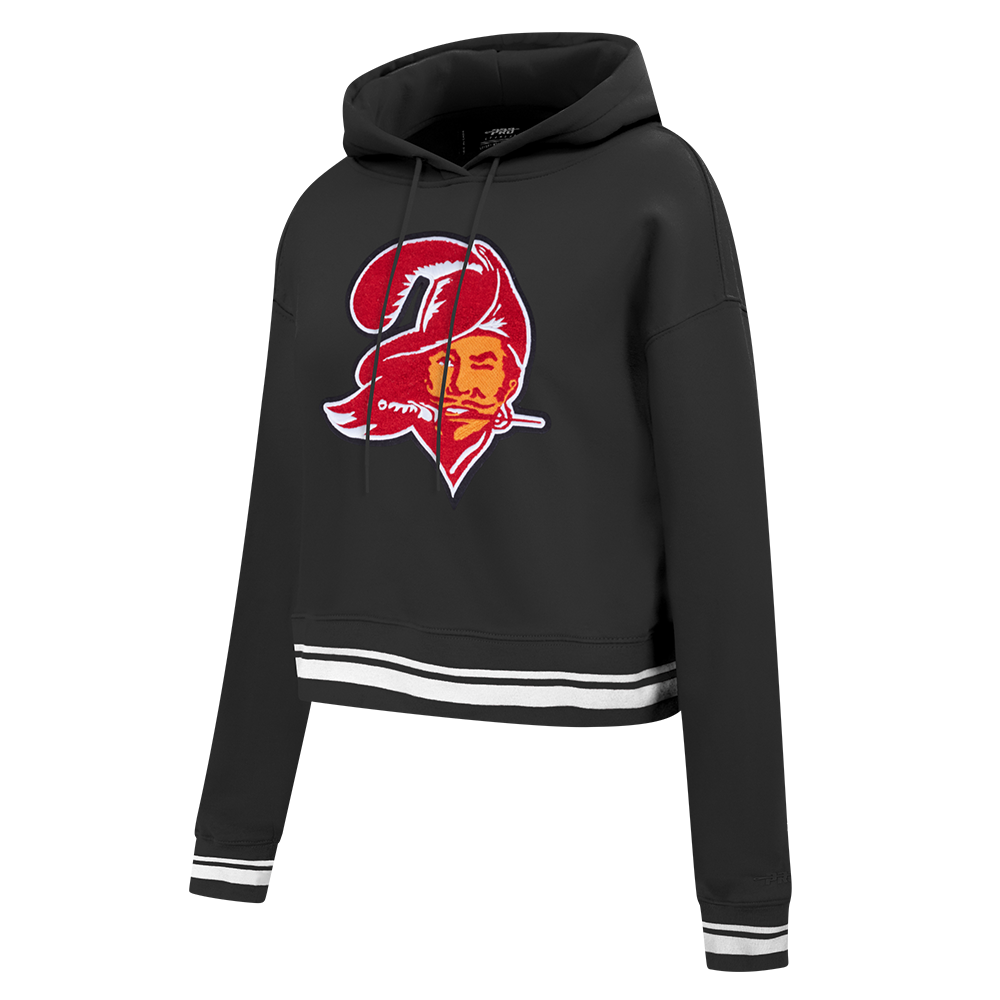 NFL TAMPA BAY BUCCANEERS RETRO CLASSIC WOMEN'S CROPPED PO HOODIE (BLACK) - Image 3