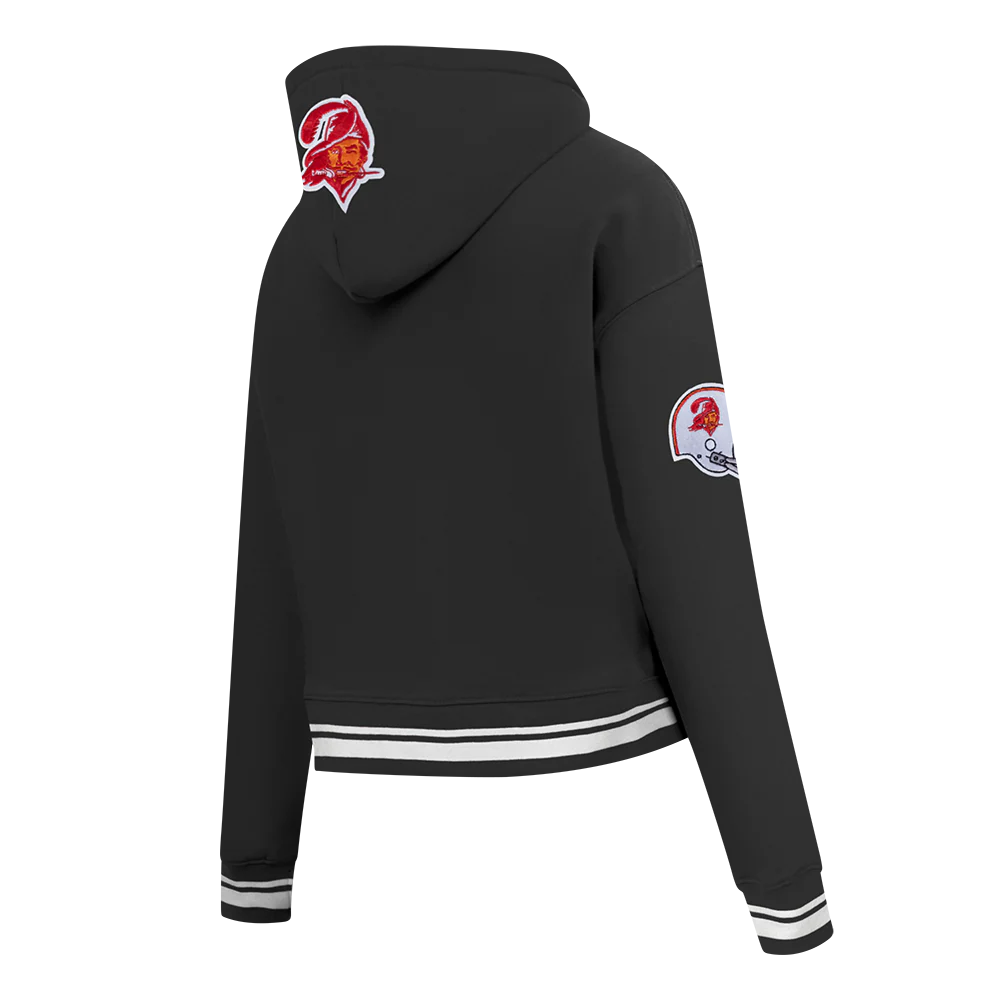 NFL TAMPA BAY BUCCANEERS RETRO CLASSIC WOMEN'S CROPPED PO HOODIE (BLACK) - Image 4