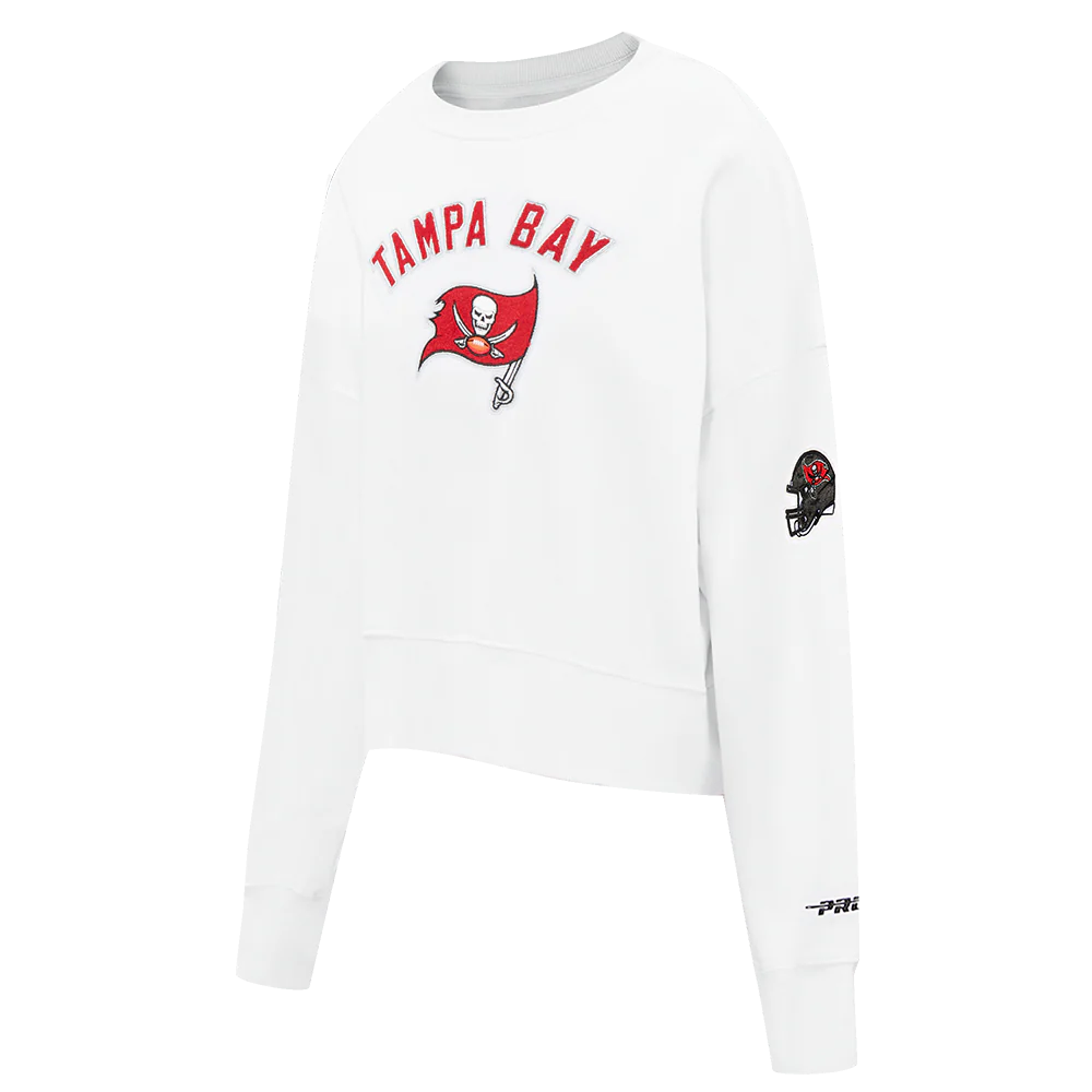 NFL TAMPA BAY BUCCANEERS CLASSIC WOMEN'S FLEECE CREWNECK (WHITE) - Image 2