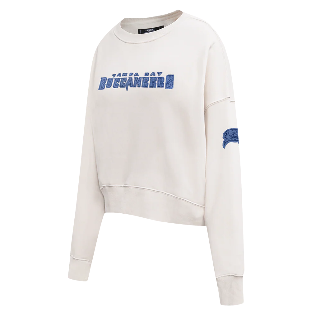 NFL TAMPA BAY BUCCANEERS VARSITY BLUES WOMEN'S  FLC CREWNECK (LINEN) - Image 3