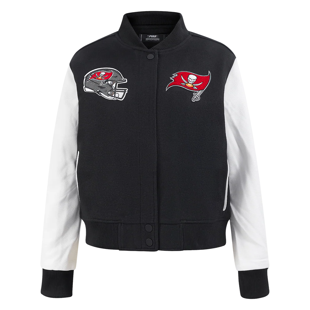 NFL TAMPA BAY BUCCANEERS CLASSIC WOMEN'S WOOL VARSITY JACKET (BLACK/WHITE)