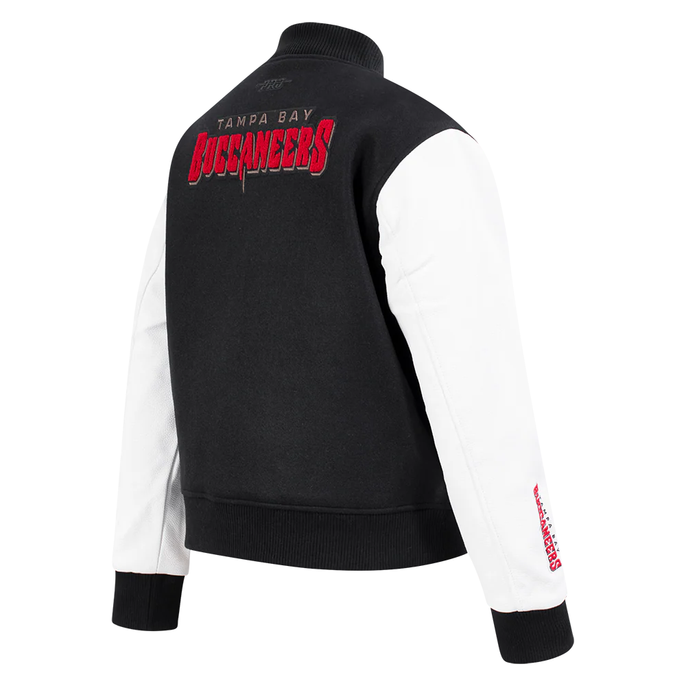 NFL TAMPA BAY BUCCANEERS CLASSIC WOMEN'S WOOL VARSITY JACKET (BLACK/WHITE) - Image 4