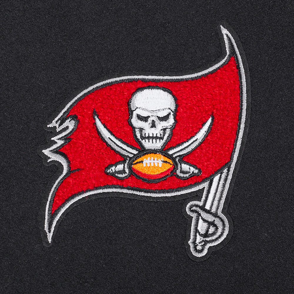 NFL TAMPA BAY BUCCANEERS CLASSIC WOMEN'S WOOL VARSITY JACKET (BLACK/WHITE) - Image 6