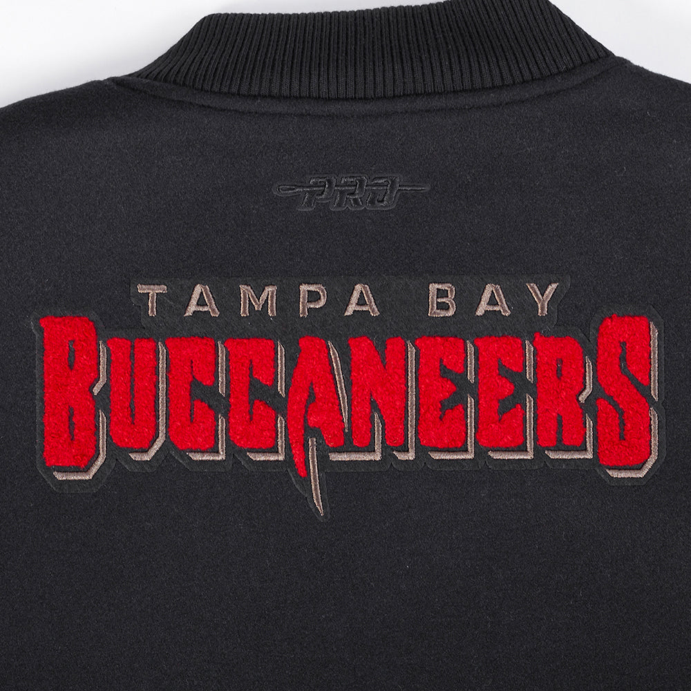 NFL TAMPA BAY BUCCANEERS CLASSIC WOMEN'S WOOL VARSITY JACKET (BLACK/WHITE) - Image 8
