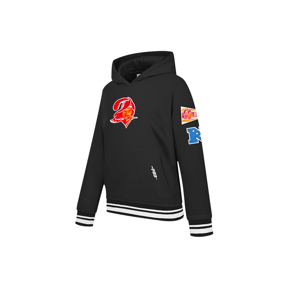 NFL TAMPA BAY BUCCANEERS RETRO CLASSIC LITTLE BOYS RIB FLEECE PULLOVER HOODIE (BLACK) - Image 2