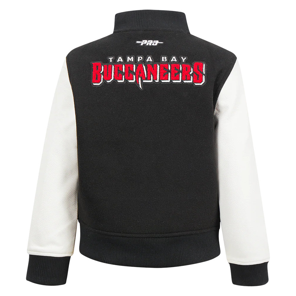 NFL TAMPA BAY BUCCANEERS CLASSIC LITTLE BOYS WOOL VARSITY JACKET (BLACK/WHITE) - Image 3